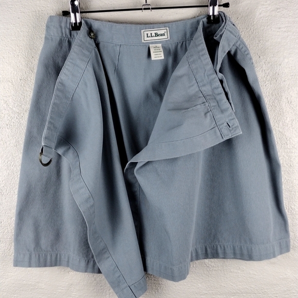 L.L. Bean Petite Light Blue 100% Cotton Athleisure Mini Adjustable Wrap Skirt - Picture 8 of 11